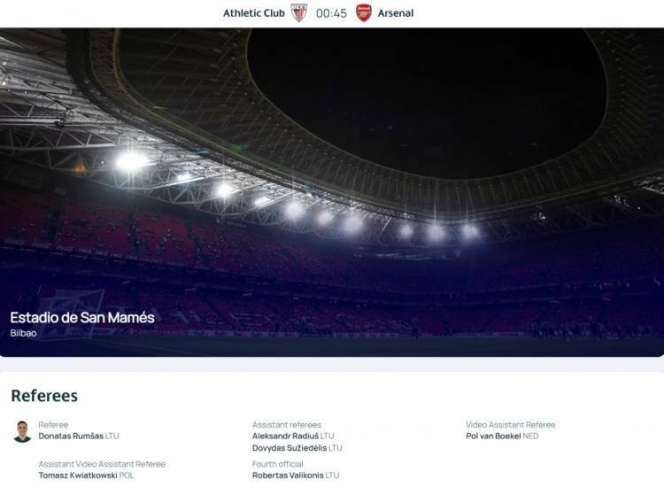 欧冠毕巴vs阿森纳裁判:立陶宛籍裁判鲁姆萨斯执法 欧冠毕巴vs阿森纳裁判:立陶宛籍裁判鲁姆萨斯执法
